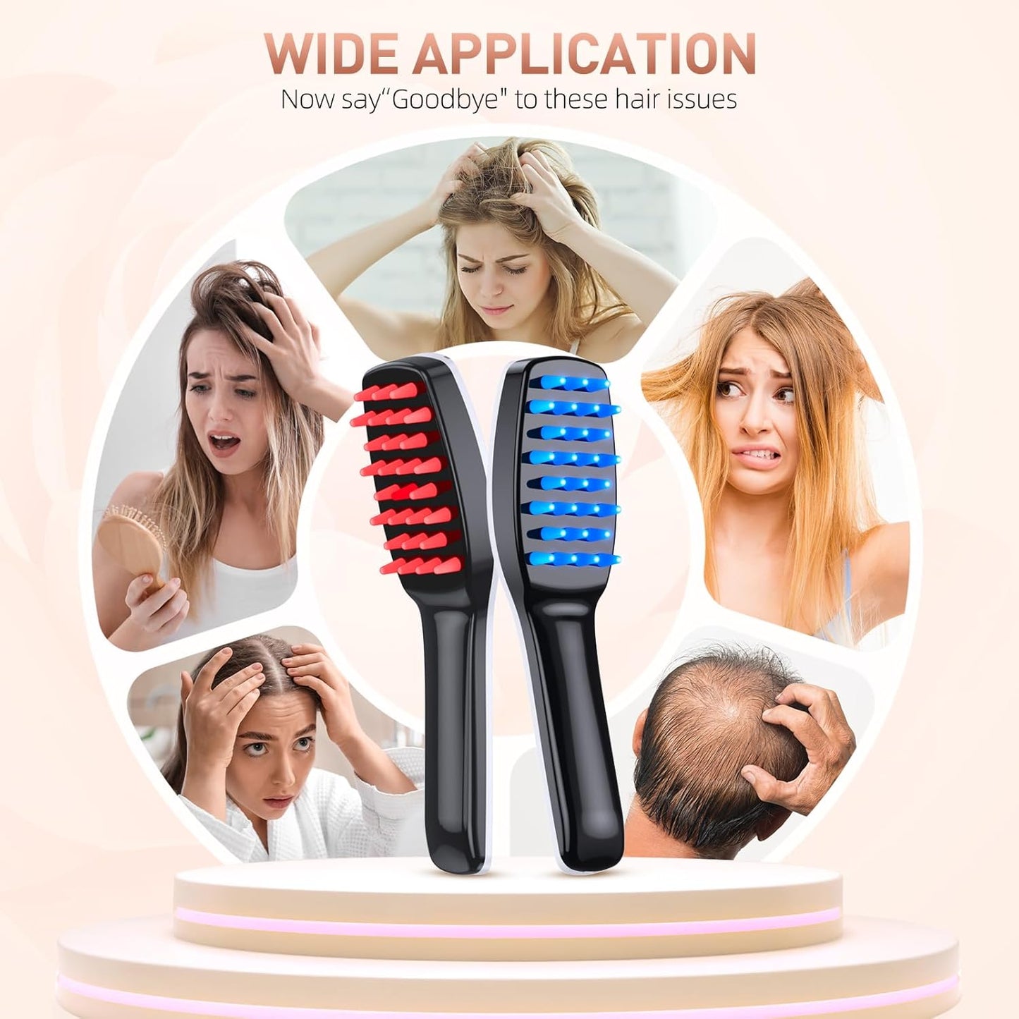 HairGenix Red and Blue Light Therapy Hair Brush